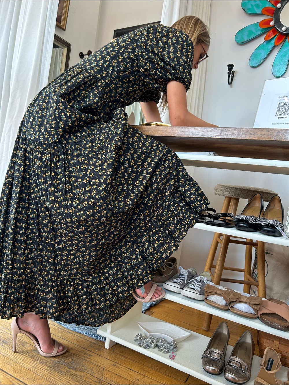 Sister Jane Black and Yellow Floral Long Sleeve Dress
